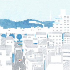 MJイラストレーションズ課題「私の好きな場所」冬晴れに小石川植物園を望む